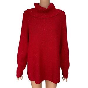 Talbots Women's Sweater Red Long Sleeve Cowl Neck cotton blend size XLp